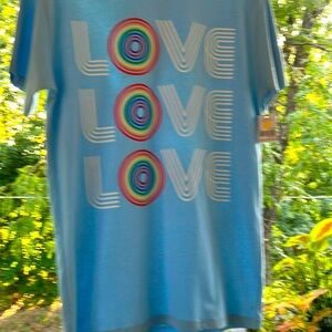 Short sleeve, blue with love on front new with tags